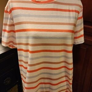 Striped Men's Shirt - Red, White, and Tan
